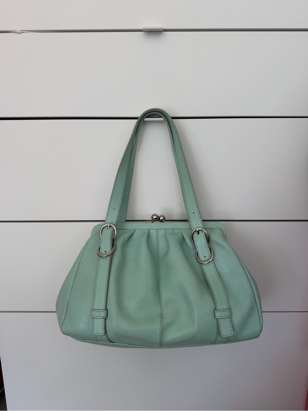 Mint Green Leather Shoulder Bag - Brand: Latico